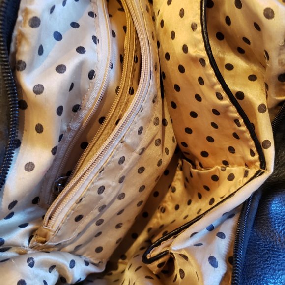 Black Leather Purse With Rhinestone Accents, Geometric Pattern - Picture 9 of 9